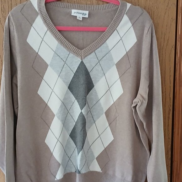 St. Johns Bay Argyle Crew Neck Sweater 1X - Picture 1 of 5